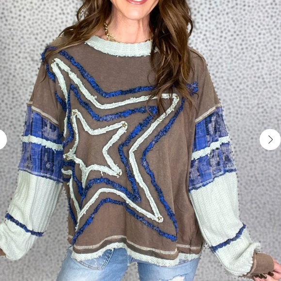 Oli and Hali “ San Juan 2 “ Oli & Hali Mixed Fabric Star Patch Top 36 - Picture 11 of 11